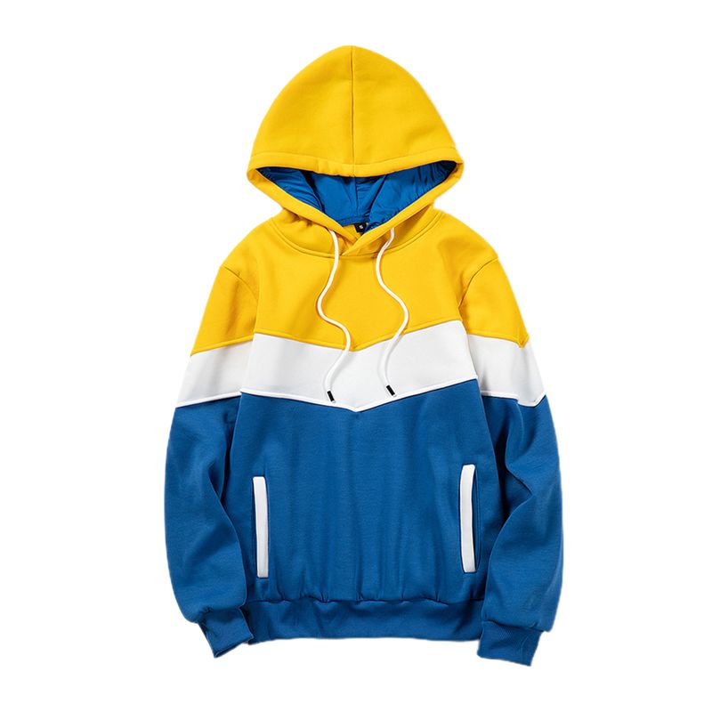2021 Men’s Winter Fall Hoodies Outfits, Hipster Long Sleeve Color Block Hooded Pullover Sweatshirt with