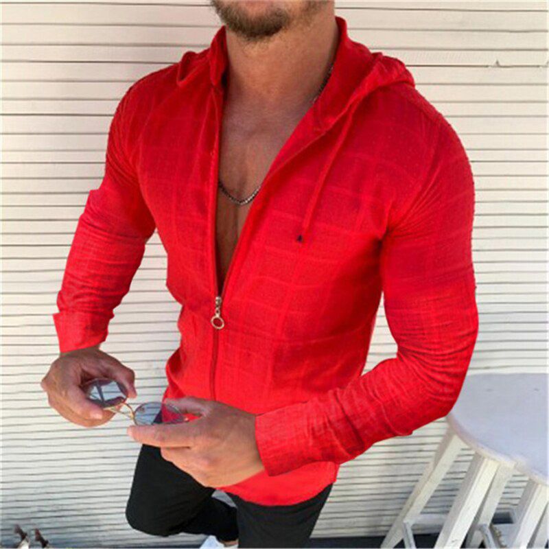 Shirts For Men Grid Shirt Men Autumn Men's Casual Shirt Long Sleeve Formal Dress Shirts Men Jogging Hooded Shirt Clothing