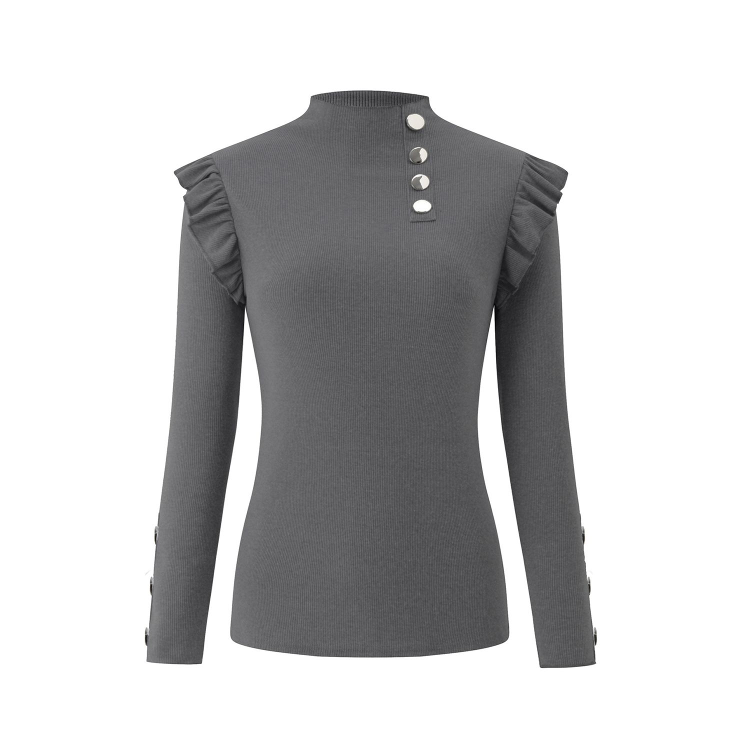 Women Top Long Sleeve Stretchy Pleats Pullover