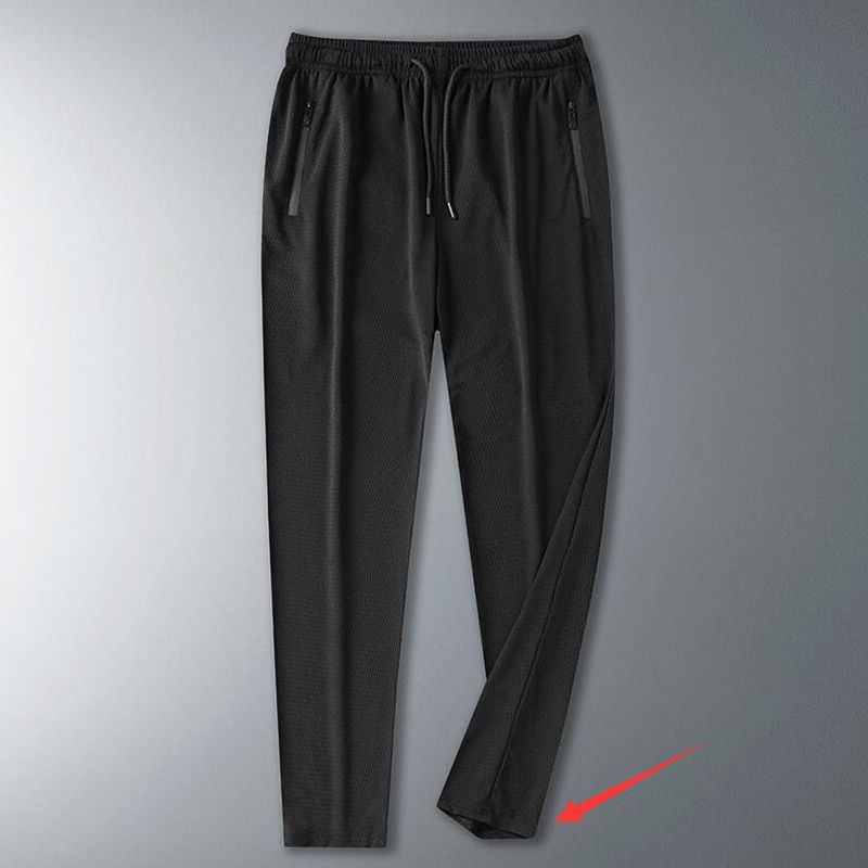 Casual Pants Men Summer Cool Sweatpants Male Trousers Breathable Elastic Plus Size Black Pant HX337