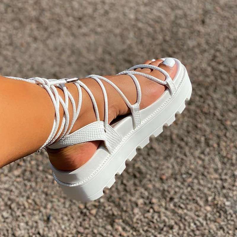 Woman Gladiator Sandal Ladies Wedge Shoes Female Lace Up Platform Shoe Women Cross Straps Boots Thick Bottom Sandals