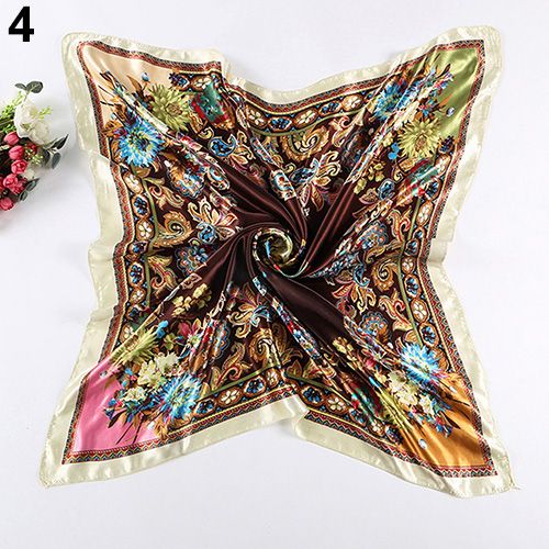 Women's Fashion Flower Printing Square Scarf Stole Echarpe Polyester Shawl Wrap