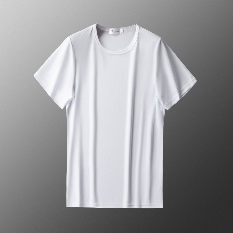 Men's Summer Ice Silk Thin Mesh Quick-drying T-shirt Stretch Short Sleeve Quick Dry Breathable Sports Large Size Mens T Shirts