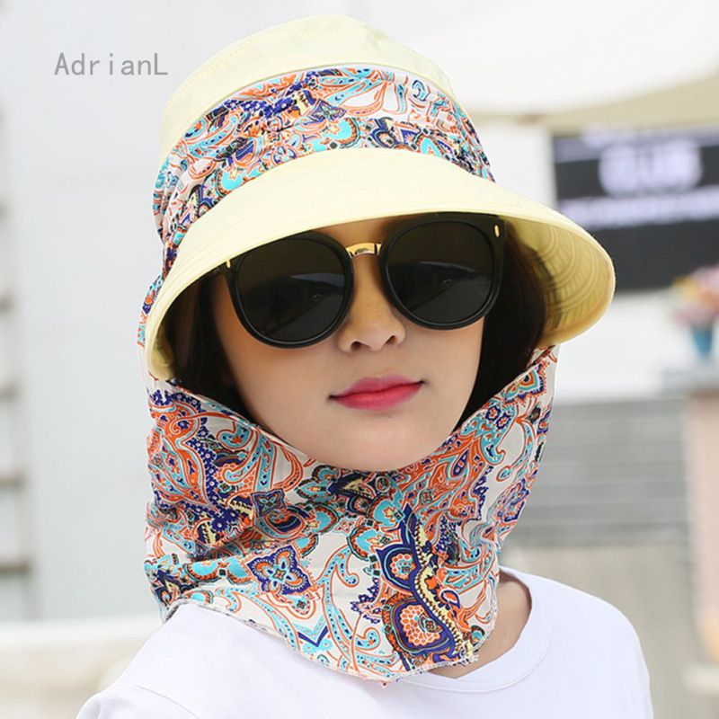 【ALLGOOD】Hat With Gauze Sunscreen Sun Hat Outdoor Protective Hat Beach Hat