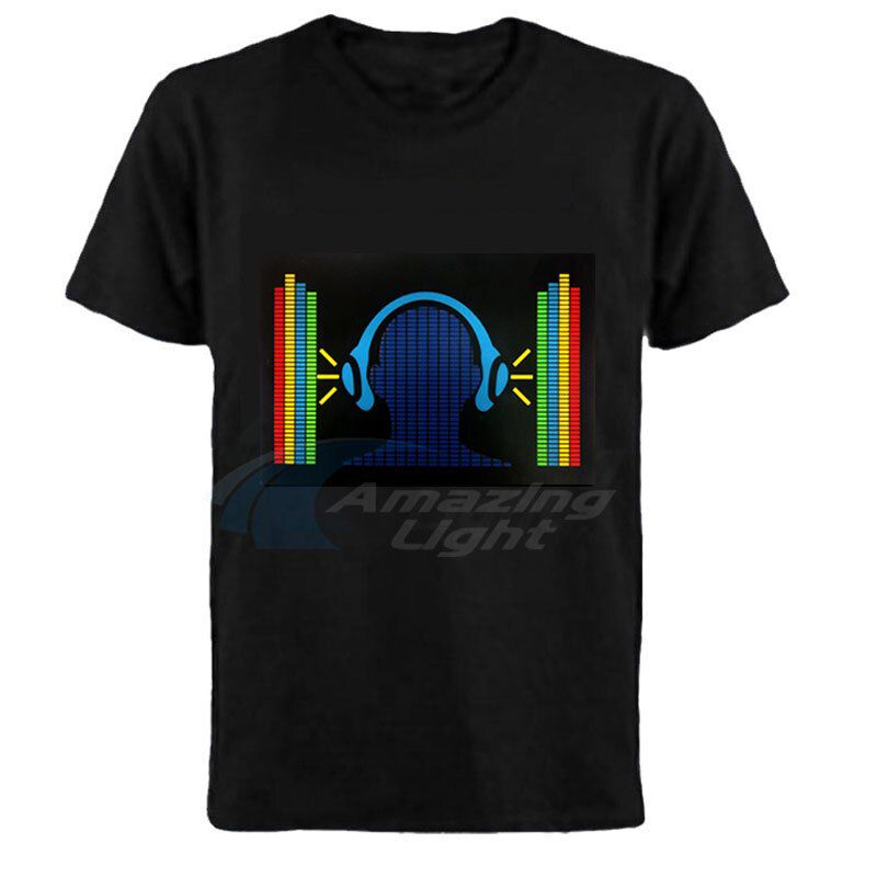 Sound Active izer El T shirt izer Light up down led t shirt Flashing music activated led t-shirt