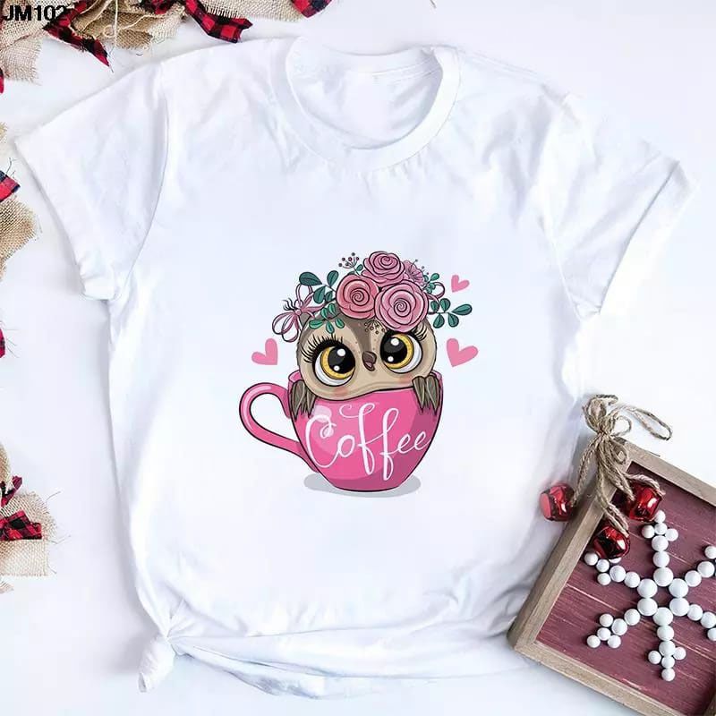 Pink &White Fashionable Tops Ladies Short Sleeve Casual Girls Print  New T-Shirt For Women
