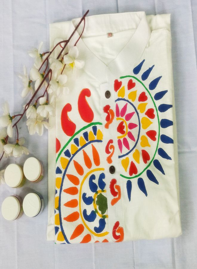 Hand  Print Khadi Cotton Panjabi for Men