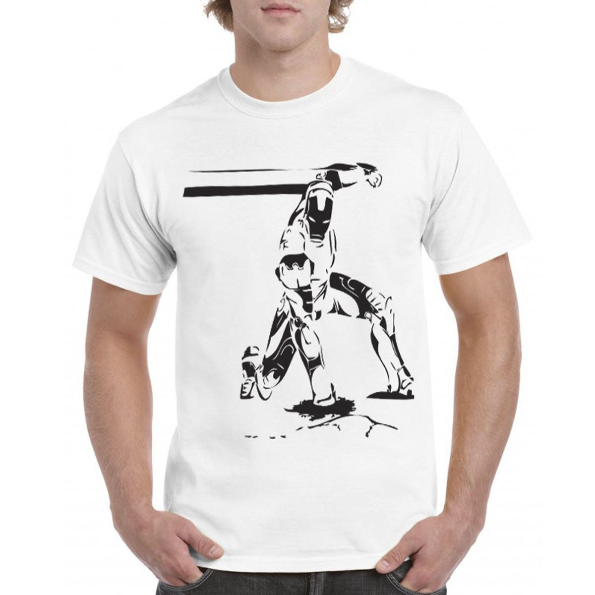 White Iron Man Half sleeve T-Shirt for Man