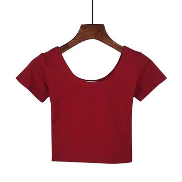 Black U Neck Crop Top Ladies Cotton Short Sleeve Women Clothes Harajuku Kawaii Woman Tshirts Tee Korean T Shirt Women Top