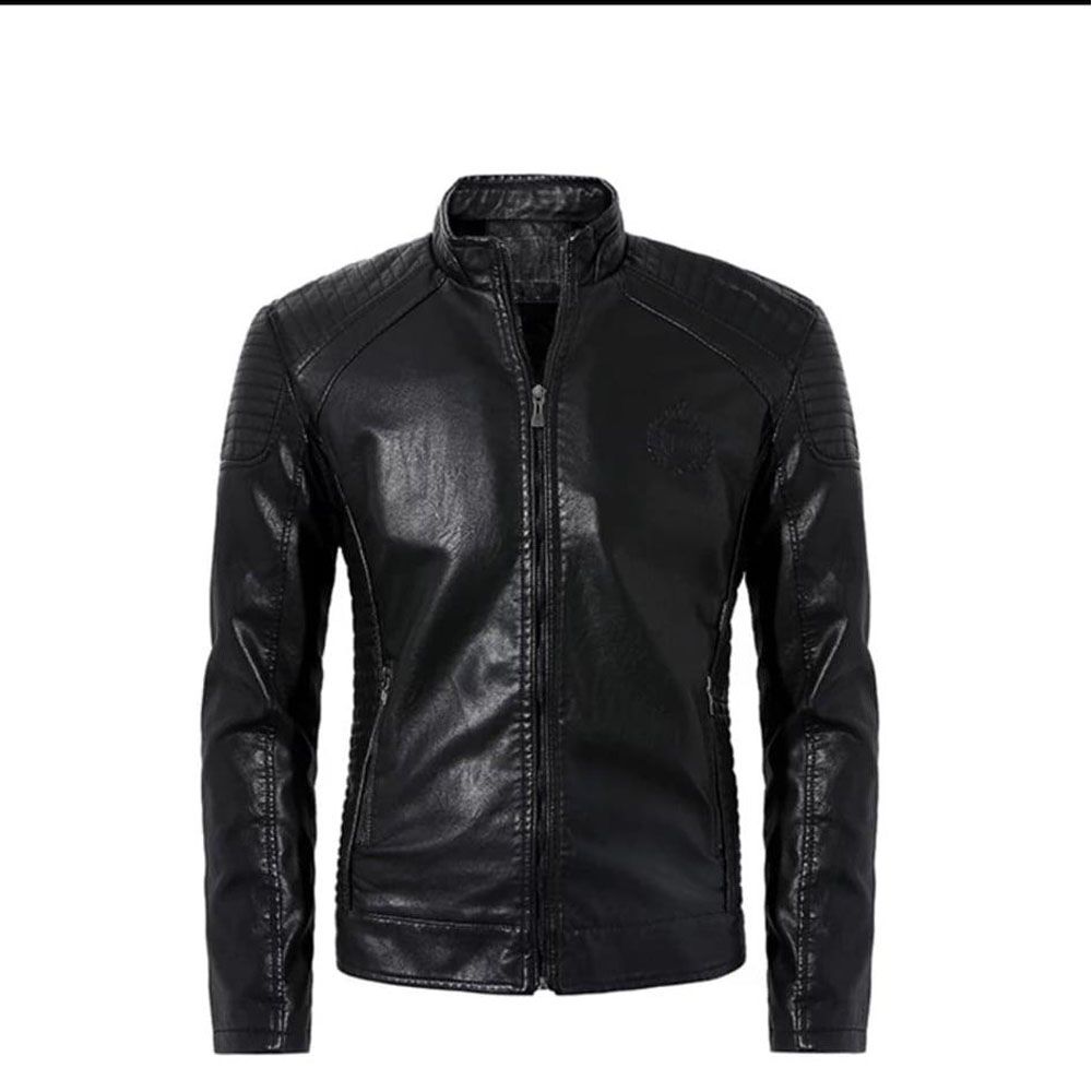 Black PU Leather Jacket For Men by Women World