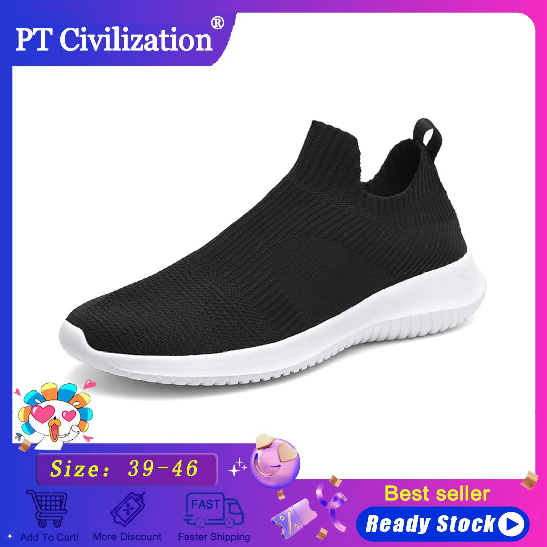 PT Civilization Korean Shoes For Men Fashion Ultra Light Slip On Shoes Breathable PlusSize Casual Shoes