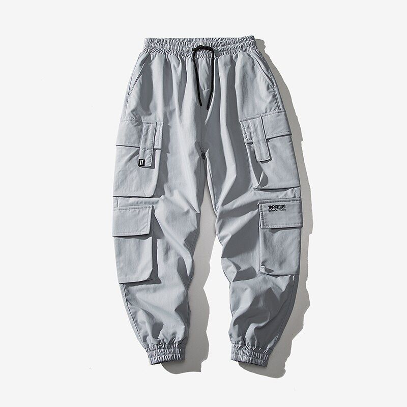 Men Black Embroidery Joggers Pants Man Streetwear Cargo Pants Male Pocket Sweatpants Grey Tactical Pants Plus Size