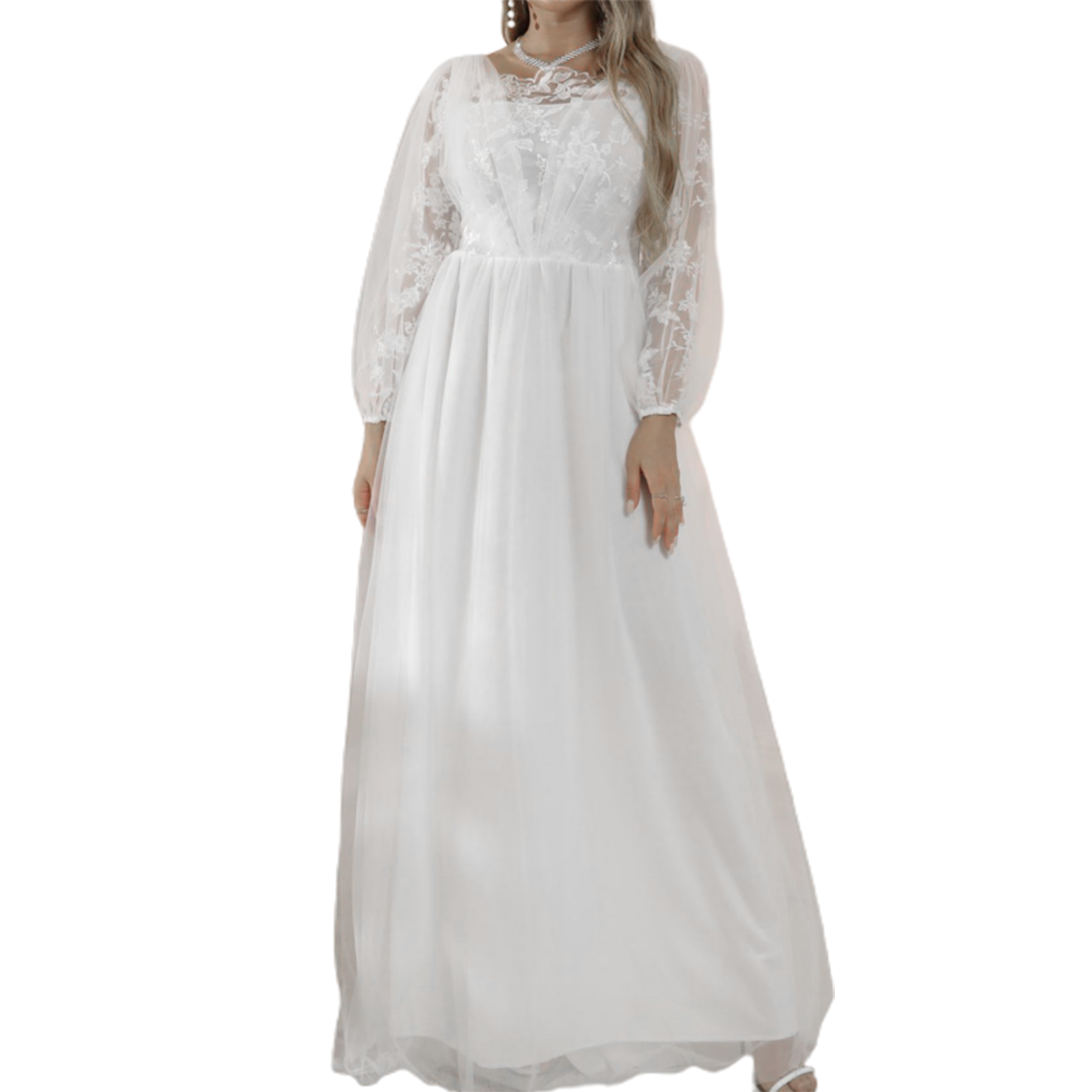 Wedding Dress Solid Color Waist Tight A-Line Wedding Dress