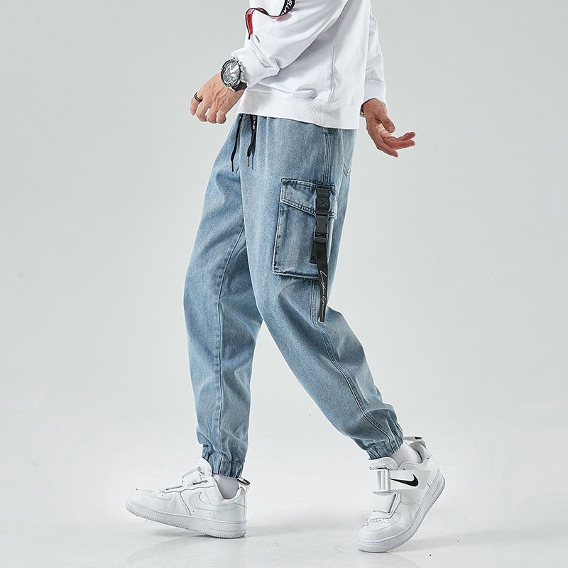 Men Cargo Pants Joggers Denim Baggy Harem Streetwear Men Outdoor Casual Fashion Pants Plus Size Hop Jeans Trousers Men M-8XL