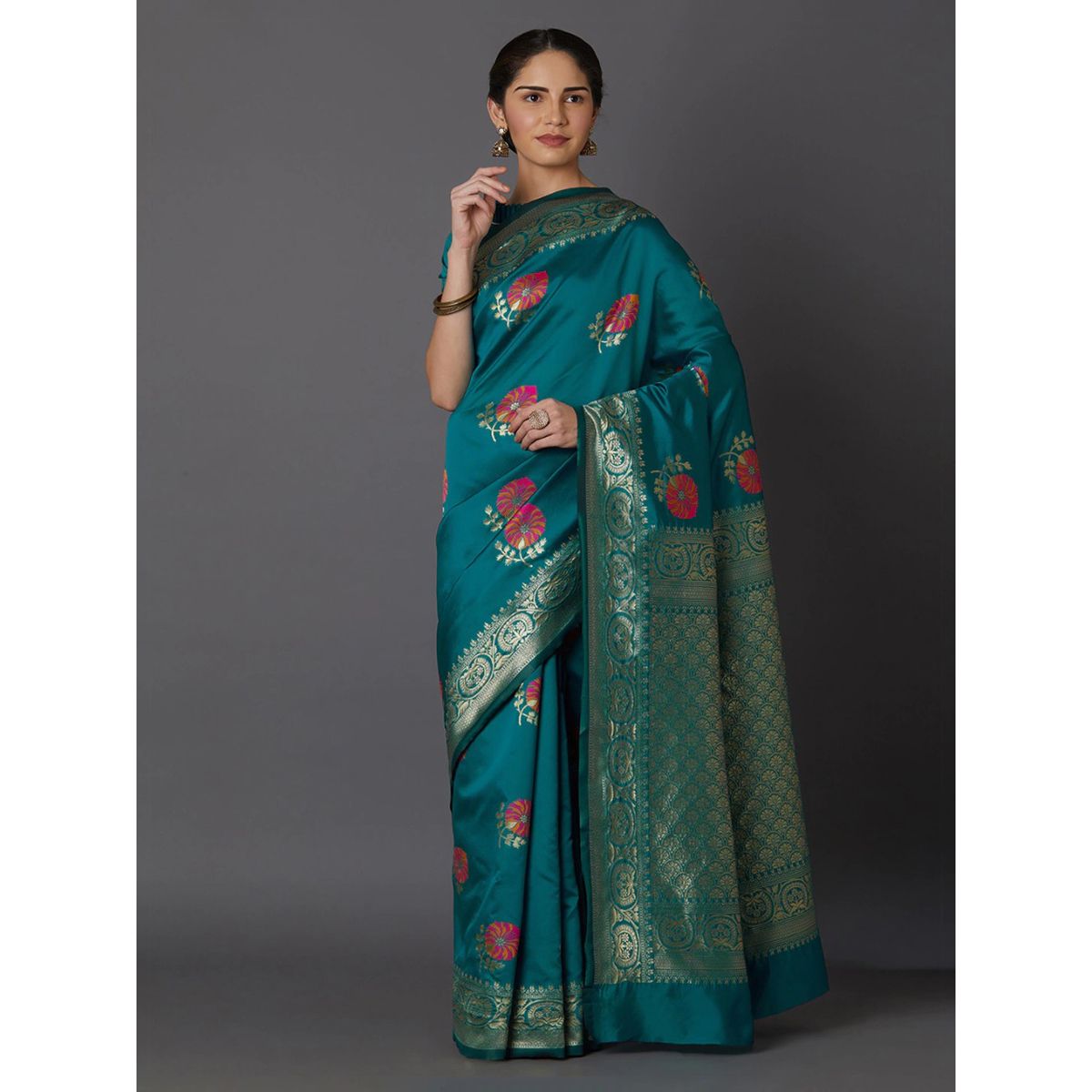 Latest Designed Exclusive Printed Silk Saree With Blouse Piece For Women-29