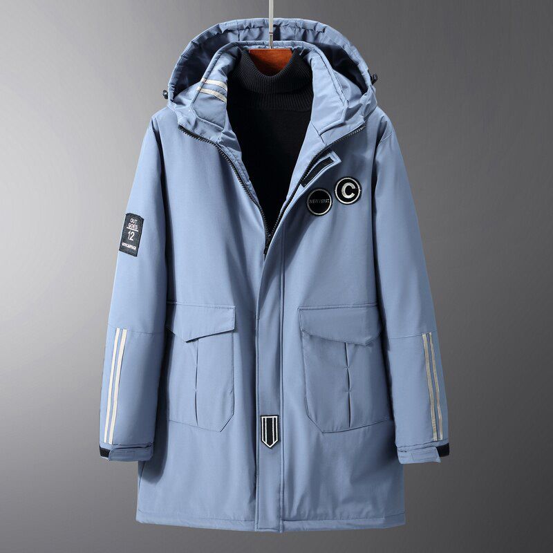 Mens Winter Jacket 4XL-10XL Thick Warm Hooded Parkas Simple Long Hem Practical Windproof Coat and Jacket Large Size Outwear