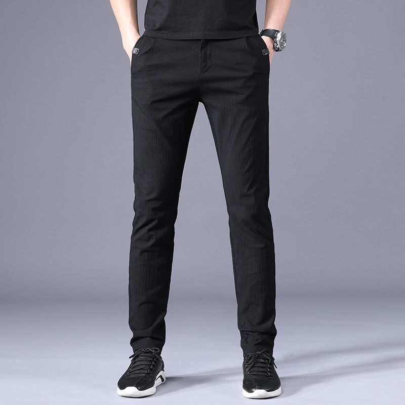 New Autumn Men's Business Slim Casual Pants Fashion Classic Style Elasticity Trousers Male Gray Navy Blue Black
