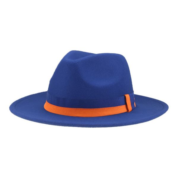 Fedora Women Hats Winter Men Hat Panama Dress Wedding Band Striped Fedora Hats for Men Festival Blue Black 2021 Chapeau Femme