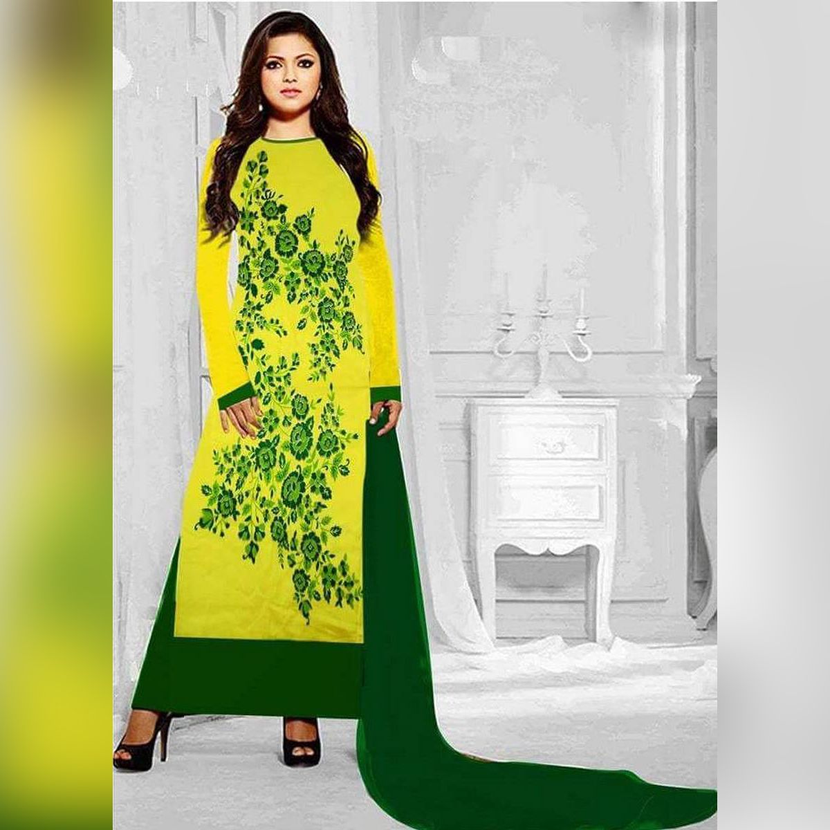 Unstitched Block Print Salwar Kamiz