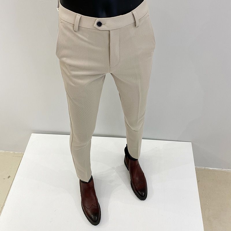 2022 Spring Elasticity Suit Pants Men ple Slim Business Office Formal Long Pants Streetwear Men High Quality Dress Suit Pant