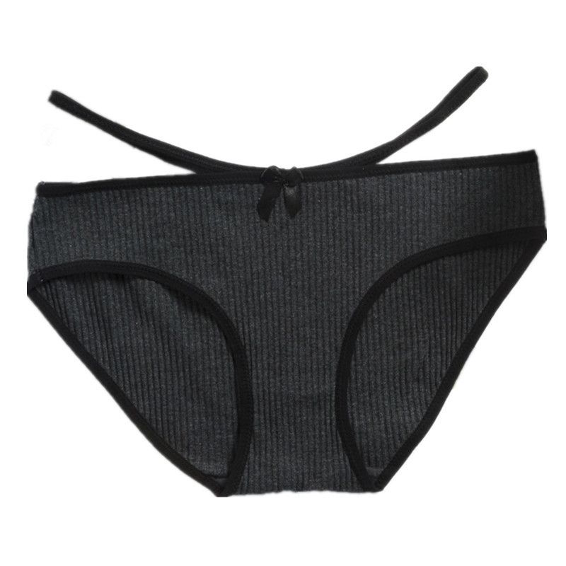 Women's Underwear Cotton Bow  Strip Low Waist Ventilation Solid Color Girl Briefs