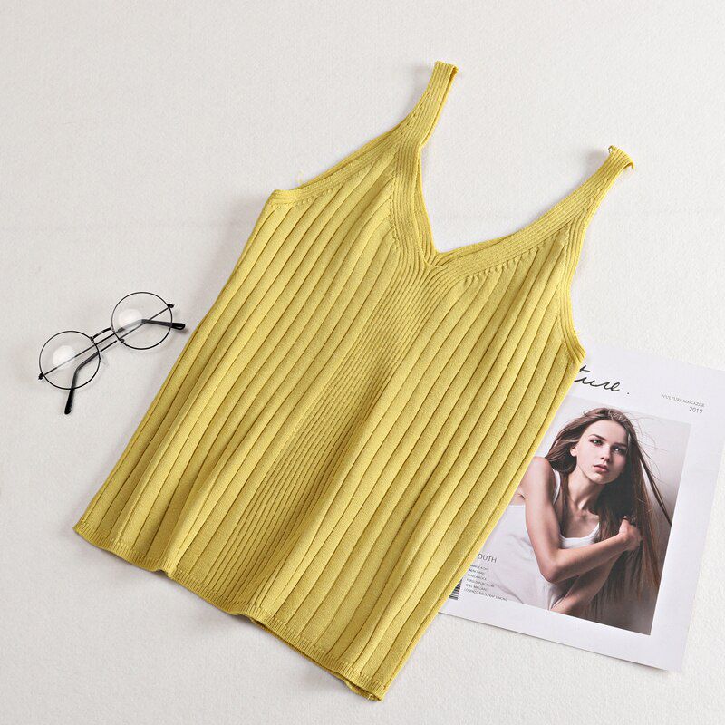 Women Wild Solid Camis Vest Women Tank Tops Female Summer Strap Basic Tops Knitted Sleeveless Camisole