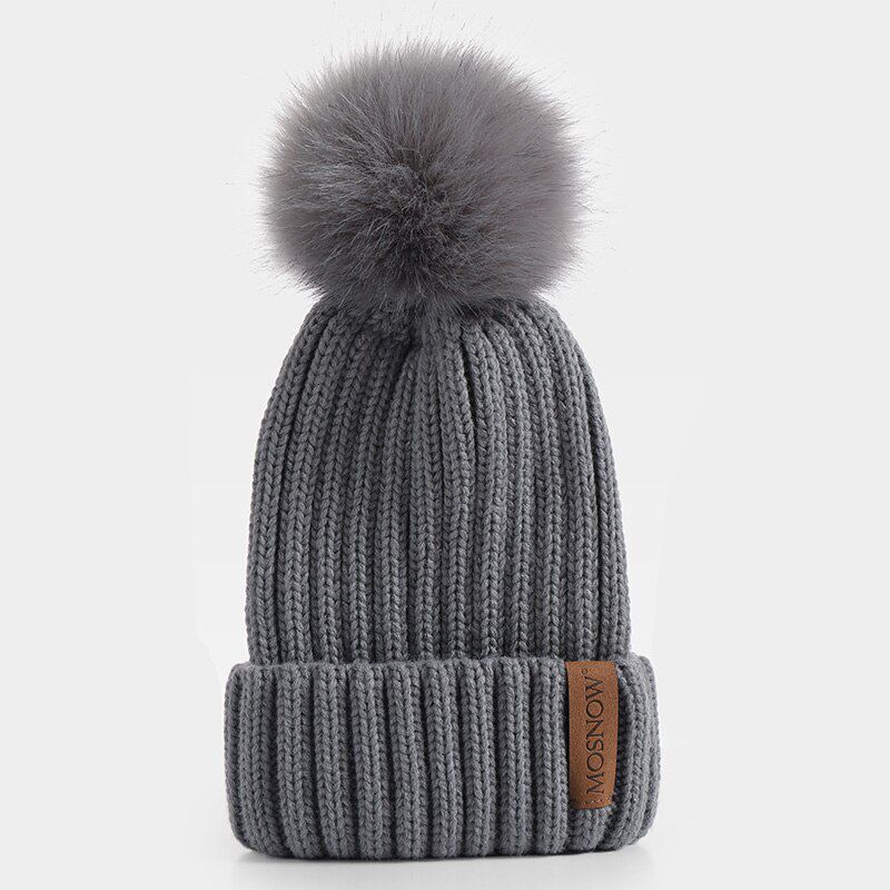 2020 Women's Hat Acrylic Pompom Beanies Warmth Ski Cap Girl Hat Female Cap Skullie Artificial Pompons Fashion Hat