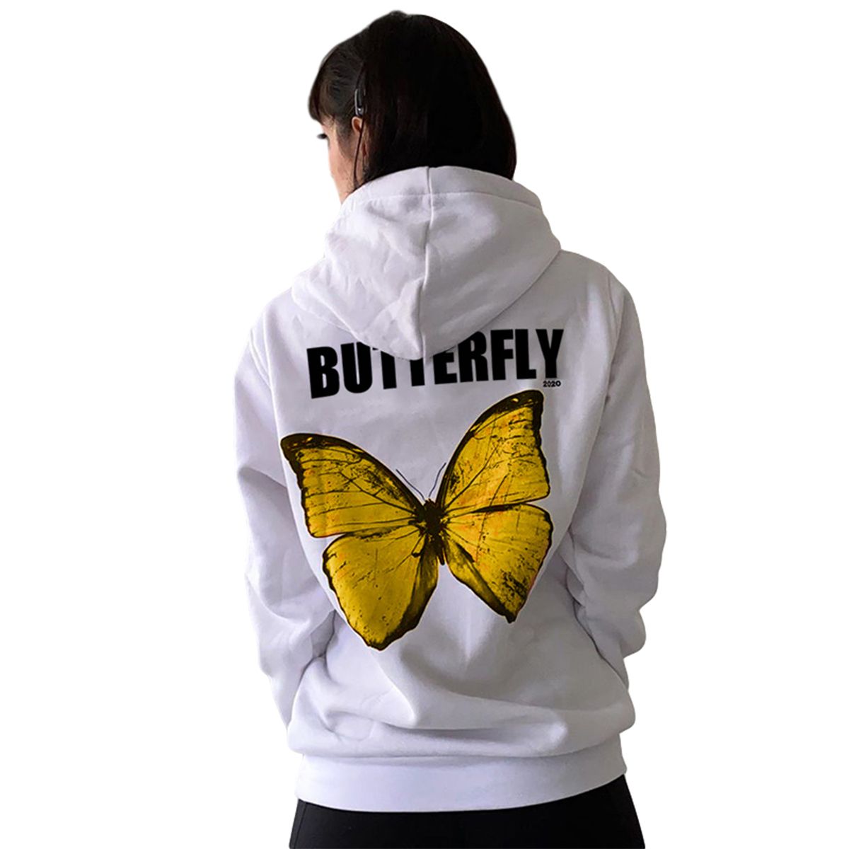 Women Long Sleeve Butterfly Print Hoodie Casual Pocket Hooded Top for Women Ladies