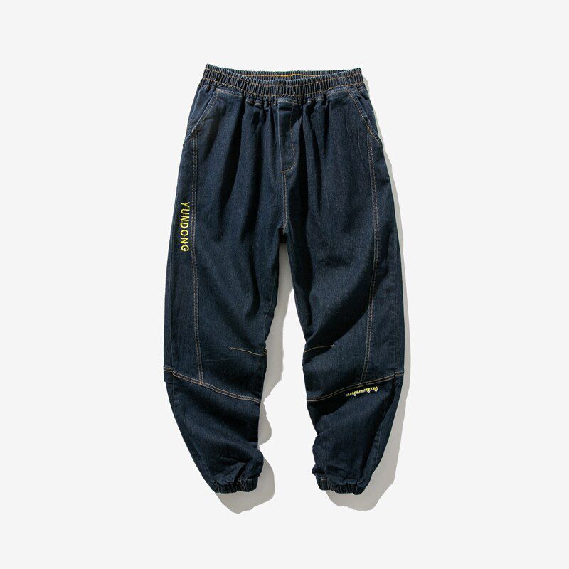 Men Pants Brand Loose Large Size Slim Stretch Jeans en Classic Fashion Business Casual Blue Black Pants Men 8XL