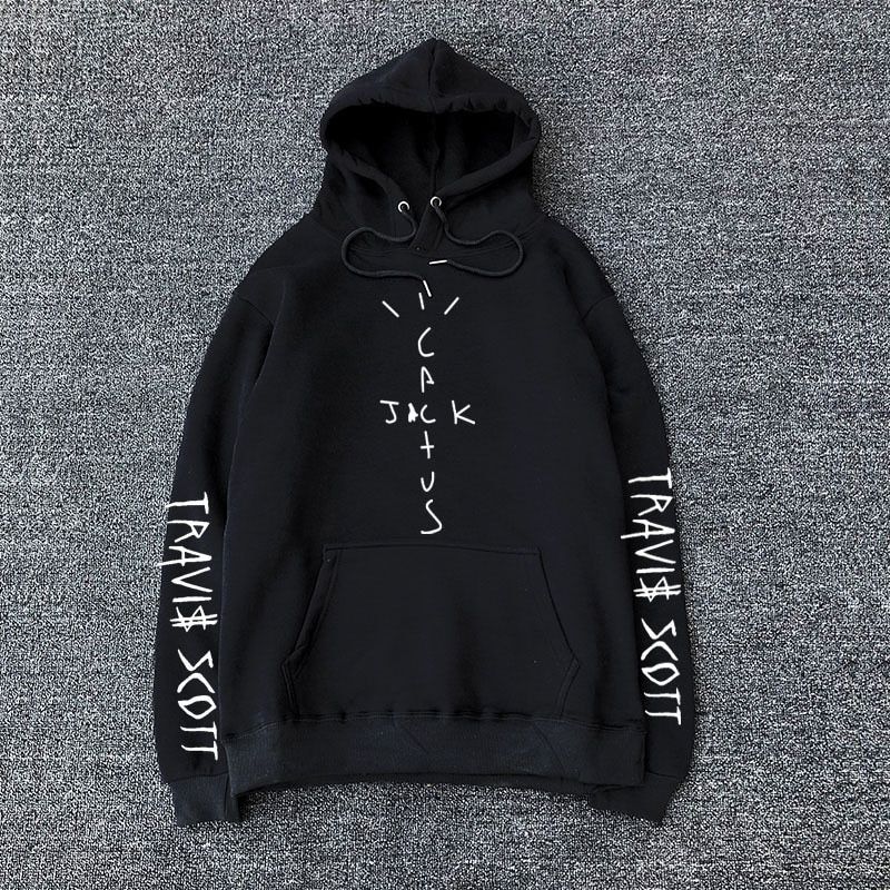 Graffiti Letter JACK Travis Scott  Print Plus Velvet Sweatshirt Men Harajuku Fleece Hoodie  Hop  Hooded Hoodies
