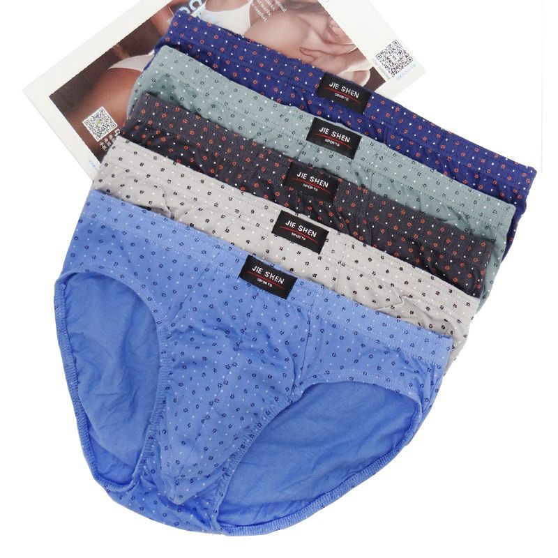 Men Briefs 5 pcs/lot Cotton Underpants Casual Dot for Male plus size men briefs L-4XL  cueca masculina