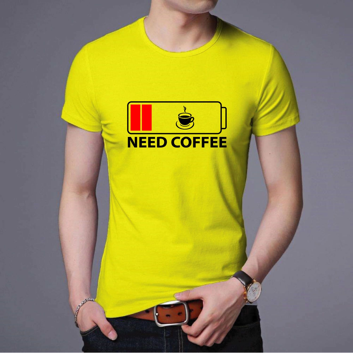 new dizain  need coffe Exclusive 100%Cotton Half Sleeve T Shirt For Men
