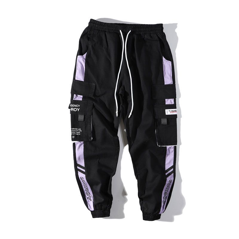 Color Block Cargo Harem Joggers Track Pants Hip Hop Casual Baggy Sweatpants Streetwear Fashion Hipster Pants Trousers