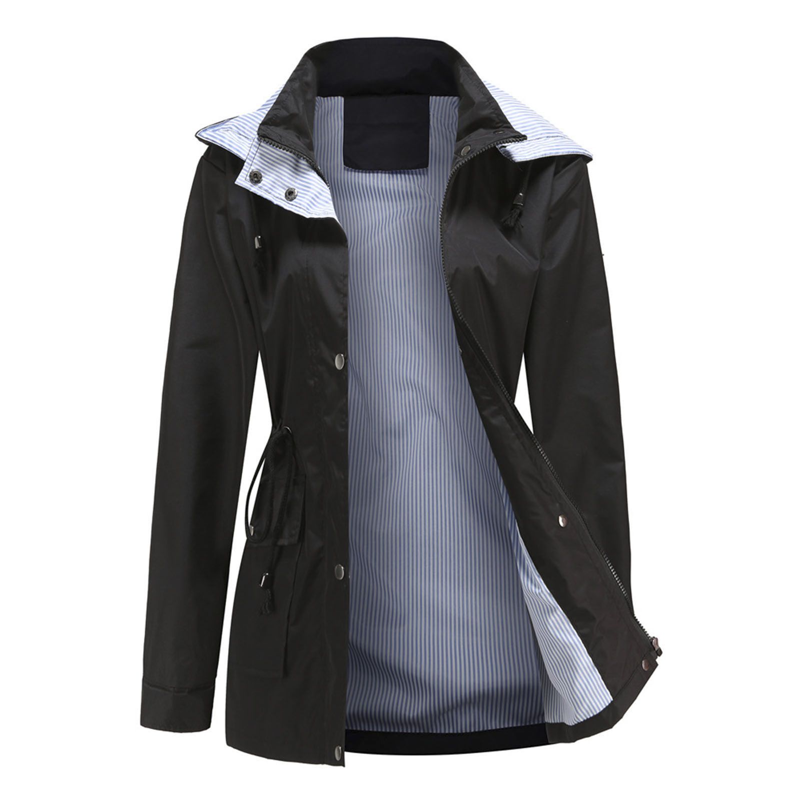 Jacket Coat Long Sleeve Detachable Hat Women Jacket Raincoat