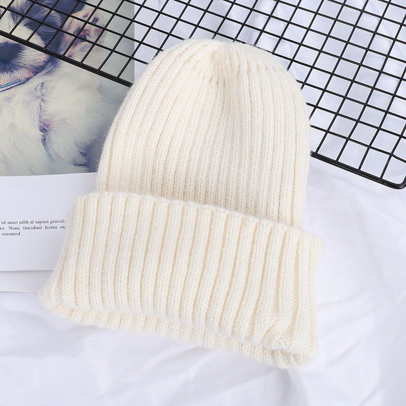 Winter Wool Unisex Beanie Hat for and Men Knitted Solid Hip-hop Casual Caps for Girls