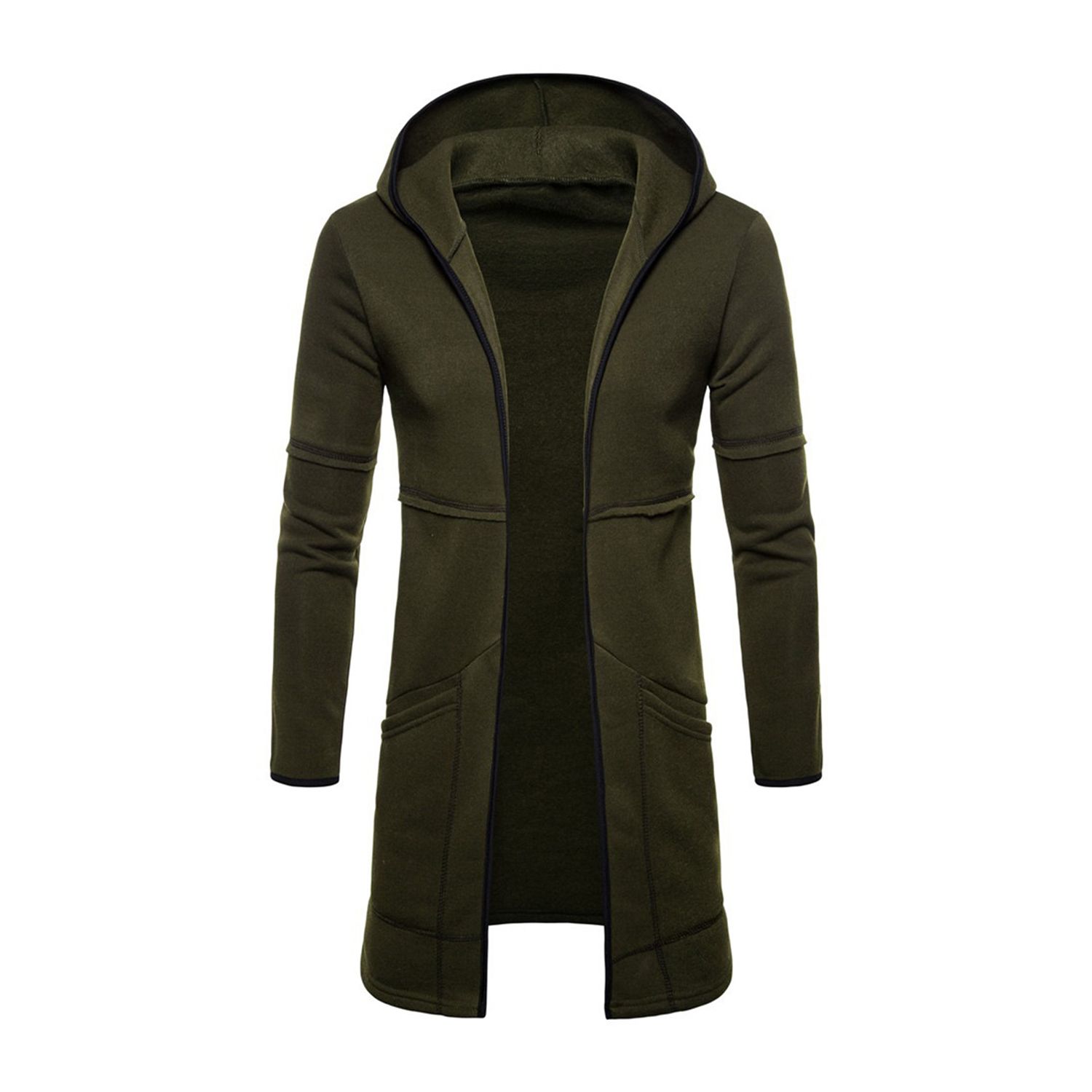 Cardigan Jacket Hooded Hooded Zipper Closure Men Coat