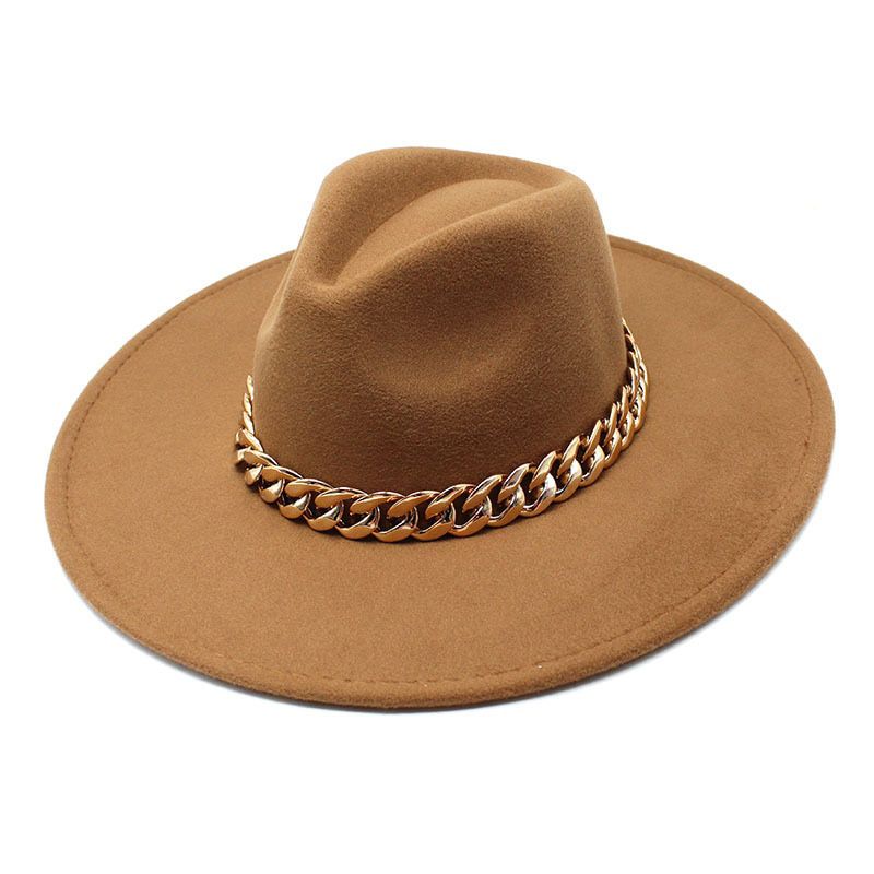 Wide Brim 9.5CM Fedora Hat For Women Oversized Chain Accessory Bag Fashion Luxury New Hat Latest Chain Two-piece Set шапка