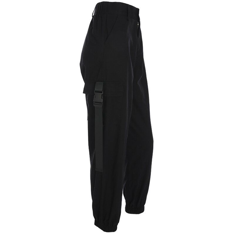 Streetwear Cargo Pants Women Casual Joggers Black High Waist Loose Female Trousers Korean Style Ladies Pants Capri