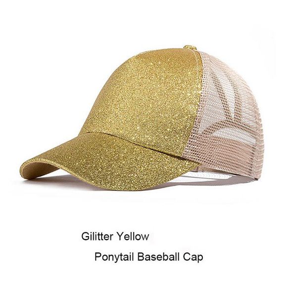 1pc Ponytail Baseball Cap Women Distressed Washed Cotton Trucker Caps Casual Summer Snapback Hat Glitter Baseball Hats