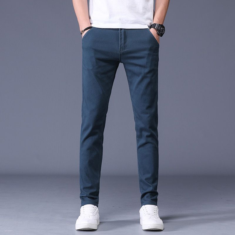 Classic Men's Khaki Casual Pants New Business Fashion Slim Fit Cotton Stretch Trousers Male Clothing