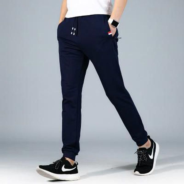 Navy Blue Cotton Trendy Joggers for Men.
