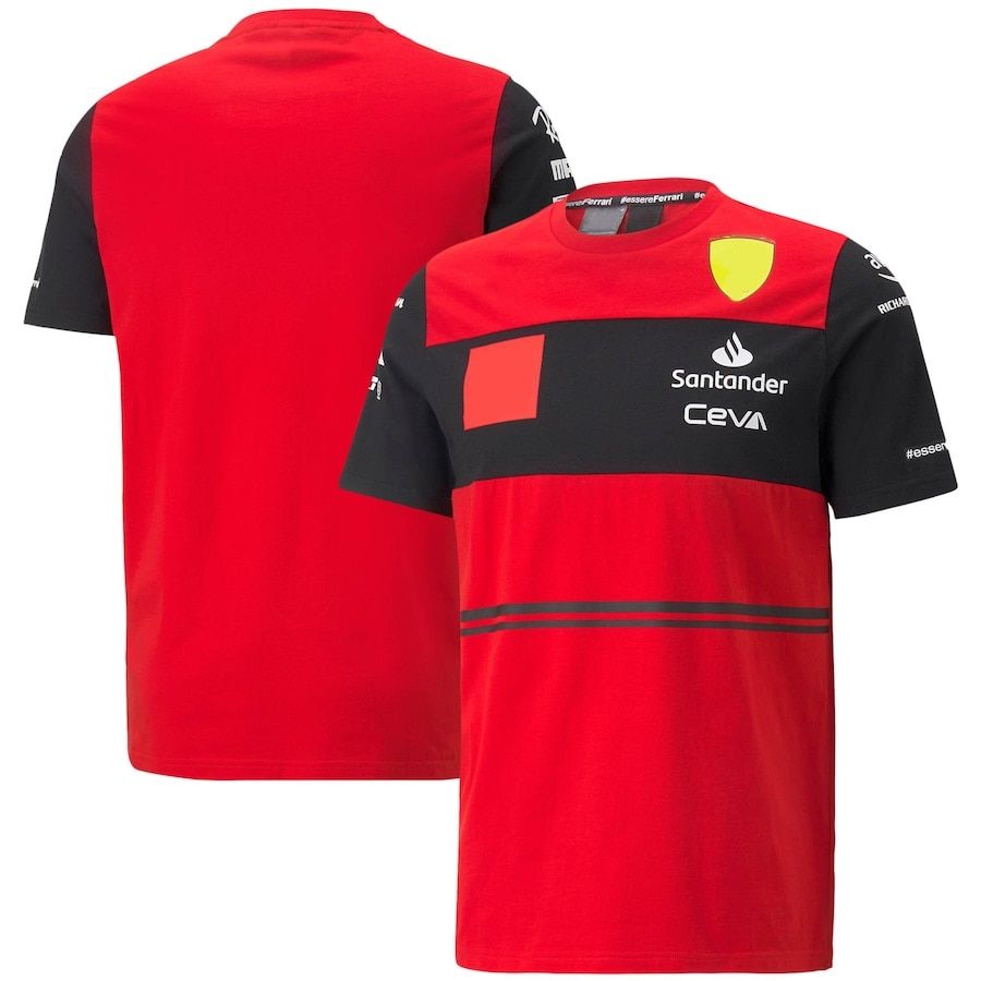 F1 Team T-Shirt Official Formula One Racing Short Sleeve Motocross Red Short Sleeve Men's Outdoor Clothing