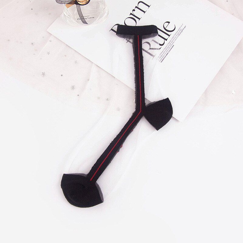 Korean Style Thin Transparent Funny Socks Women Summer Cute Cat  Creative Design Glass Skarpety Lace Sokken Medium Socks