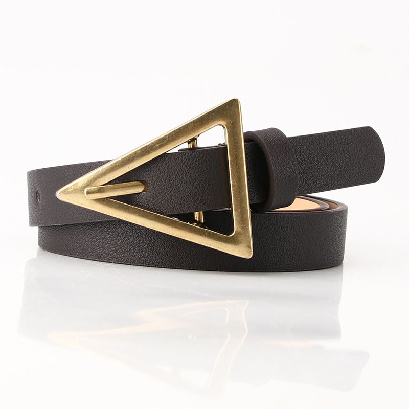 Loldeal Woman Belt Luxury Alloy V-shaped Buckle Waist Fashion Artificial Leather Retro