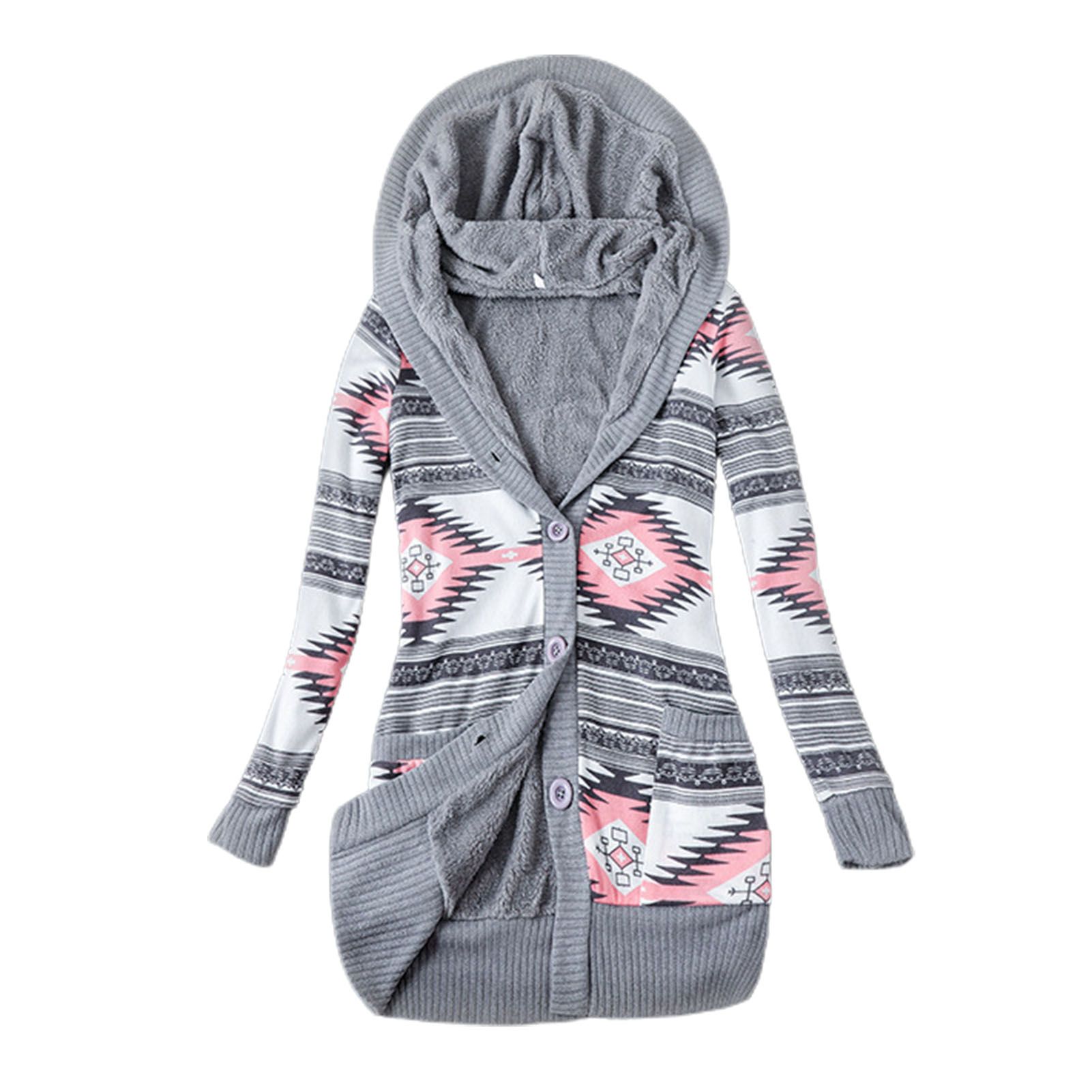 Knitted Coat Single Breasted Plush Lining Warm Knitted Coat