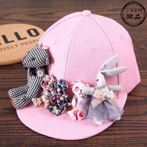 Fashion korean cartoon bear rabbit baseball caps kids handmade cute sun vacation casual Visor snapback caps for 3-7