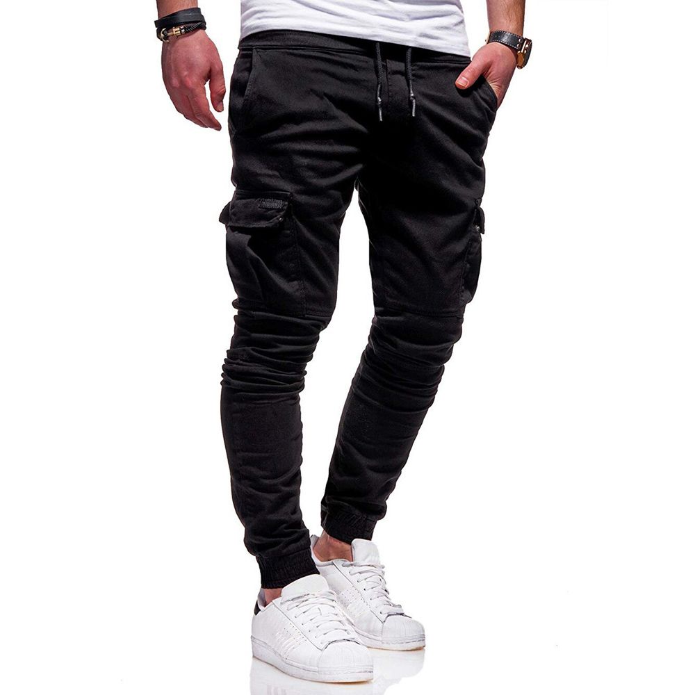 spring and autumn casual multi-pocket overalls trousers men's sports running trousers casual pants
