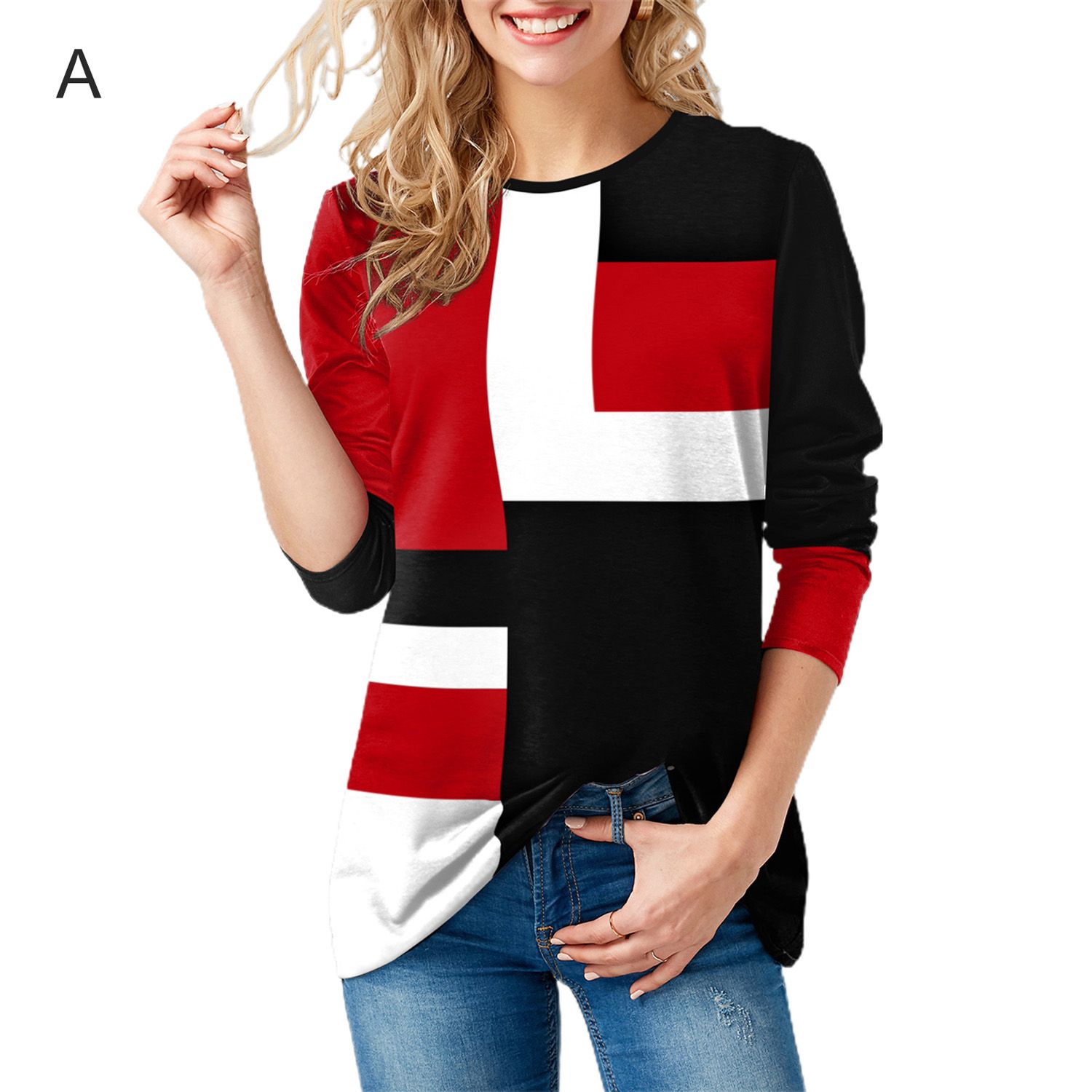 Spring Blouse Long Sleeve Positioning Printing Spring Blouse