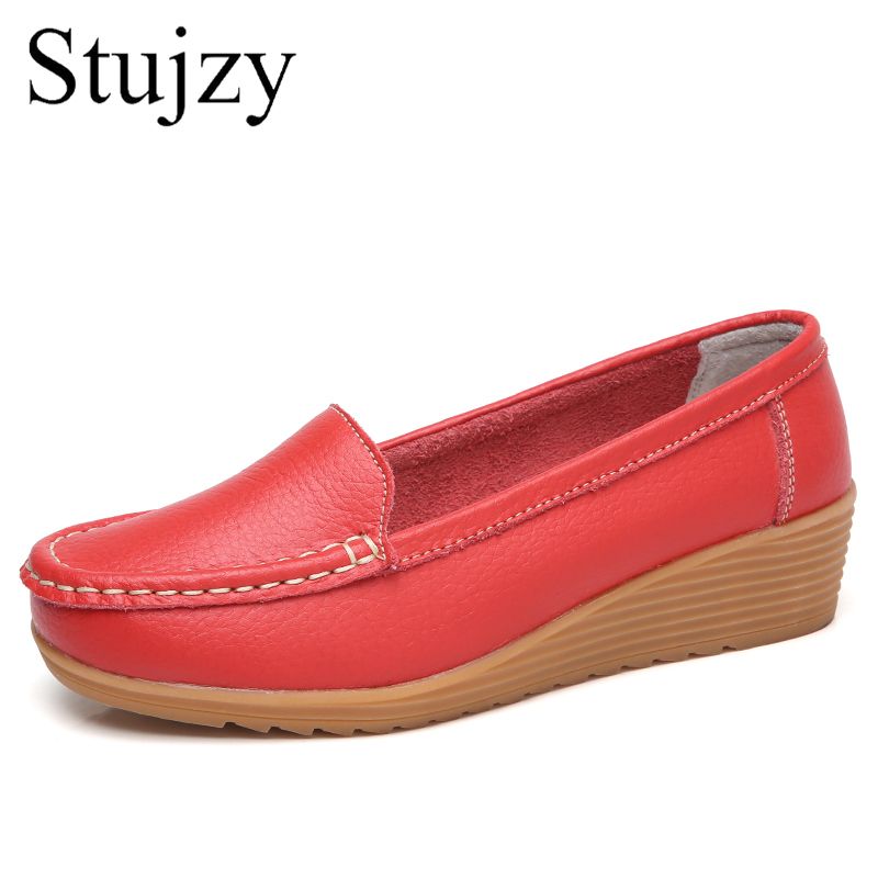 Loafers for Women Mother Shoes Lady Casual Shoes Leather Flat Shoes Boat Shoes