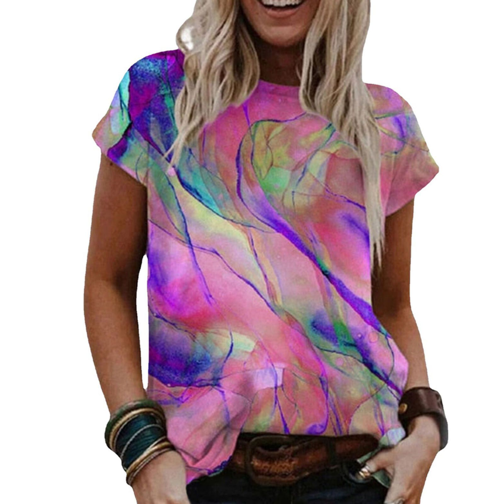 T-shirts Top O Neck Round Neck Women T-shirts